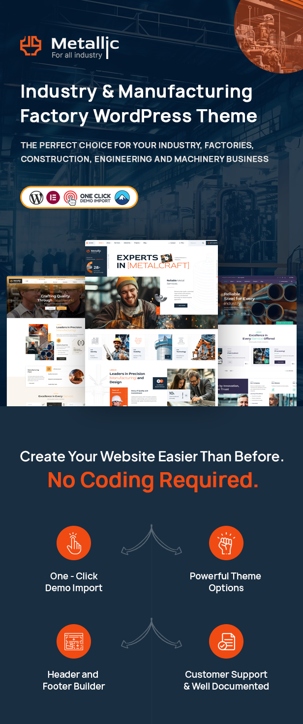 Metallic - Industry & Manufacturing Factory WordPress Theme